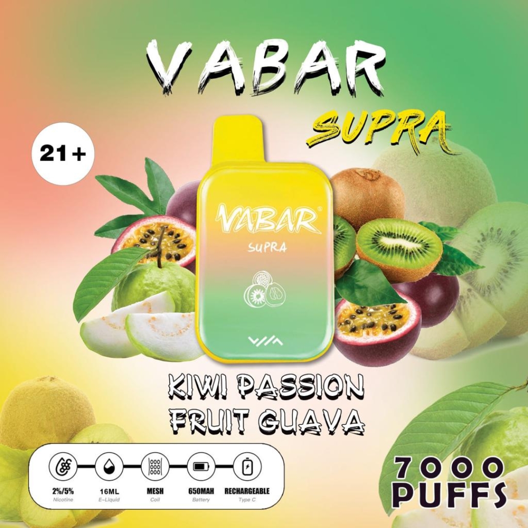 Vabar supra disposable vape 7000 - KIWI PASSION GUAVA